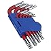 10pc Coloured Short Torx Star keys with Holder T9 â€“ T50 Anti Slip Grip Covering