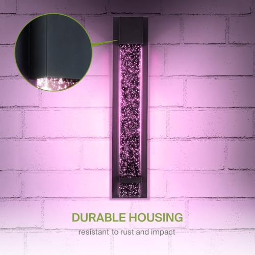 Image of ASD LED 24 inch Bubble Glass Wall Light Fixture, Outdoor & Indoor Seeded Sconce | RGBW, Smart, Waterproof, ETL Listed | 9W 250LM 3000-5000K 100-277V | Exterior Lantern, Porch Lighting | Black, 2 Pack