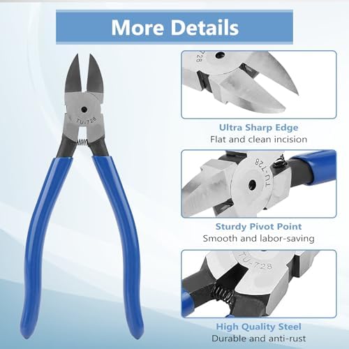 Miniatura 3 de TU-728 Cortadores de puerta empotrados - Alicates diagonales azules portátiles para varios cables