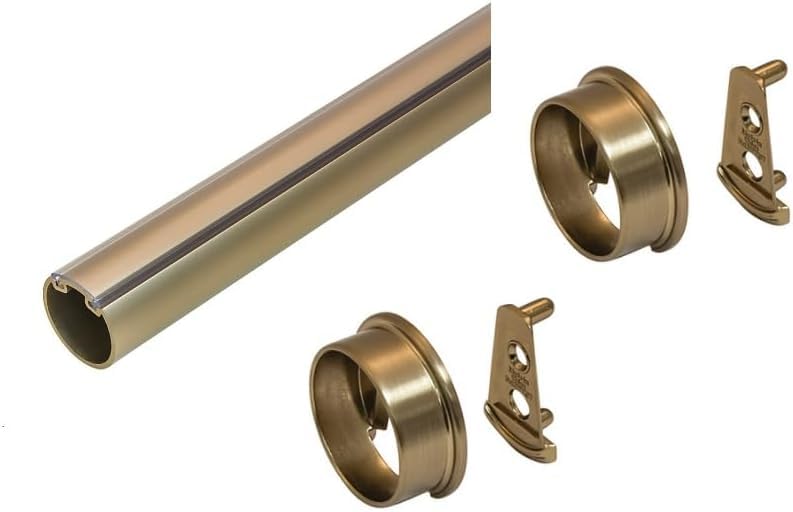 Matte Gold Custom Cut 1-5/16” Diameter Closet Wardrobe Rod | Made-to-Order Hanging Rod for Closets & Storage with End Supports and Protective Insert Plastic Cap (33 Inches Length)