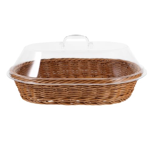Panier lavable imitation rotin ovale avec couvercle transparent hygiénique - 2