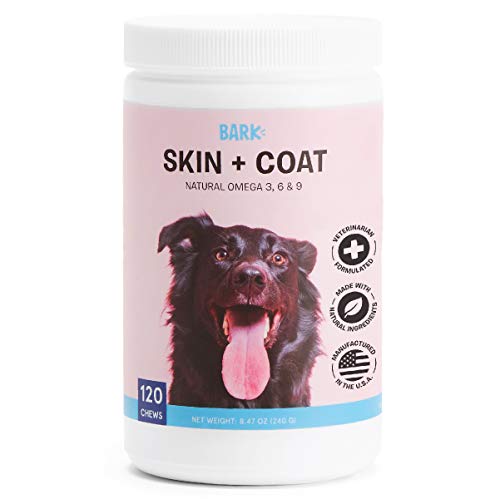 BarkBox Dog Fish Oil Omega 3, 6 & 9, 120 Count | Made in The USA | Skin & Coat Supplement for Dogs, Veterinarian-Formulated Dog Chews/Dog Treats for Itch Free Skin & Allergy Support