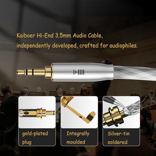 Cable auxiliar 3.5 mm de plata sólida para audio miniatura 4