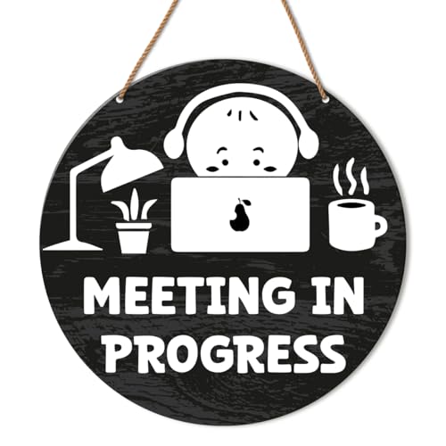 Meeting in Progress Door Sign, Do Not Disturb Sign for Office Conference Room Business