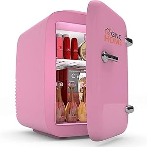 GNCHome Skincare Mini-koelkast, roze, 4 l, make-up-koelkast, mini-koelkast voor kamer, cosmeticakoelkast, koel- en warmtefunctie, autokoelkast, roze