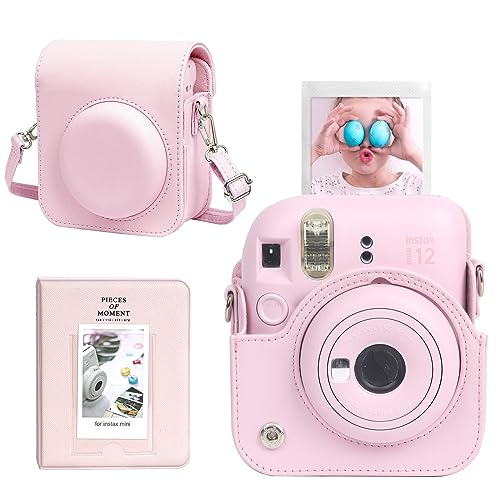 CAIYOULE Protective Case for Fujifilm Instax Mini 12 Camera, PU Leather Instax Mini 12 Case with 64 Pockets Mini Photo Album - Blossom Pink by CAIYOULE - Used condition - CA$15.95