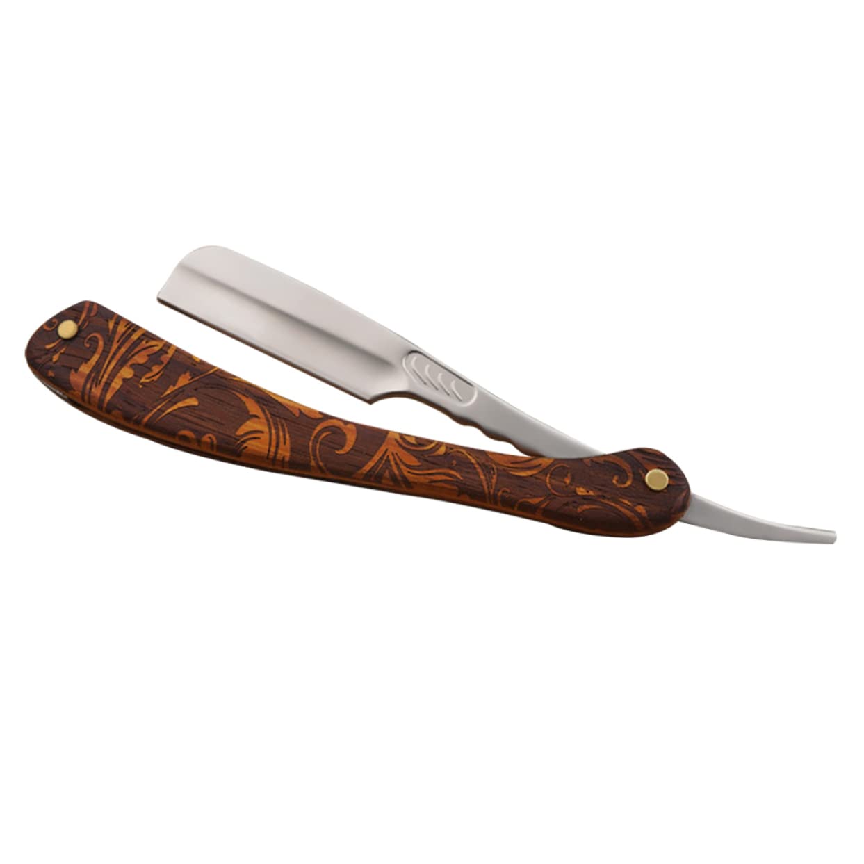 Rasoio Pieghevole in Acciaio Inox e Legno Marrone dallo Stile Vintage | Uso Manuale, Design Sicuro, Finitura Classica Elegante, per Rasatura Liscia in Contesti Privati e Professionali