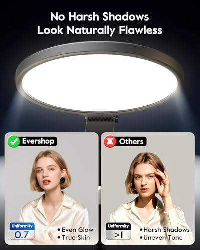 Image of 1300 Lumens Ring Light with Stand for Desk, Computer & Laptop - Podcast & Streaming Light with Flexible Phone Holder, CRI 98+ Bright Yet Soft Influencer Light for Video Recording, Conference & Calls