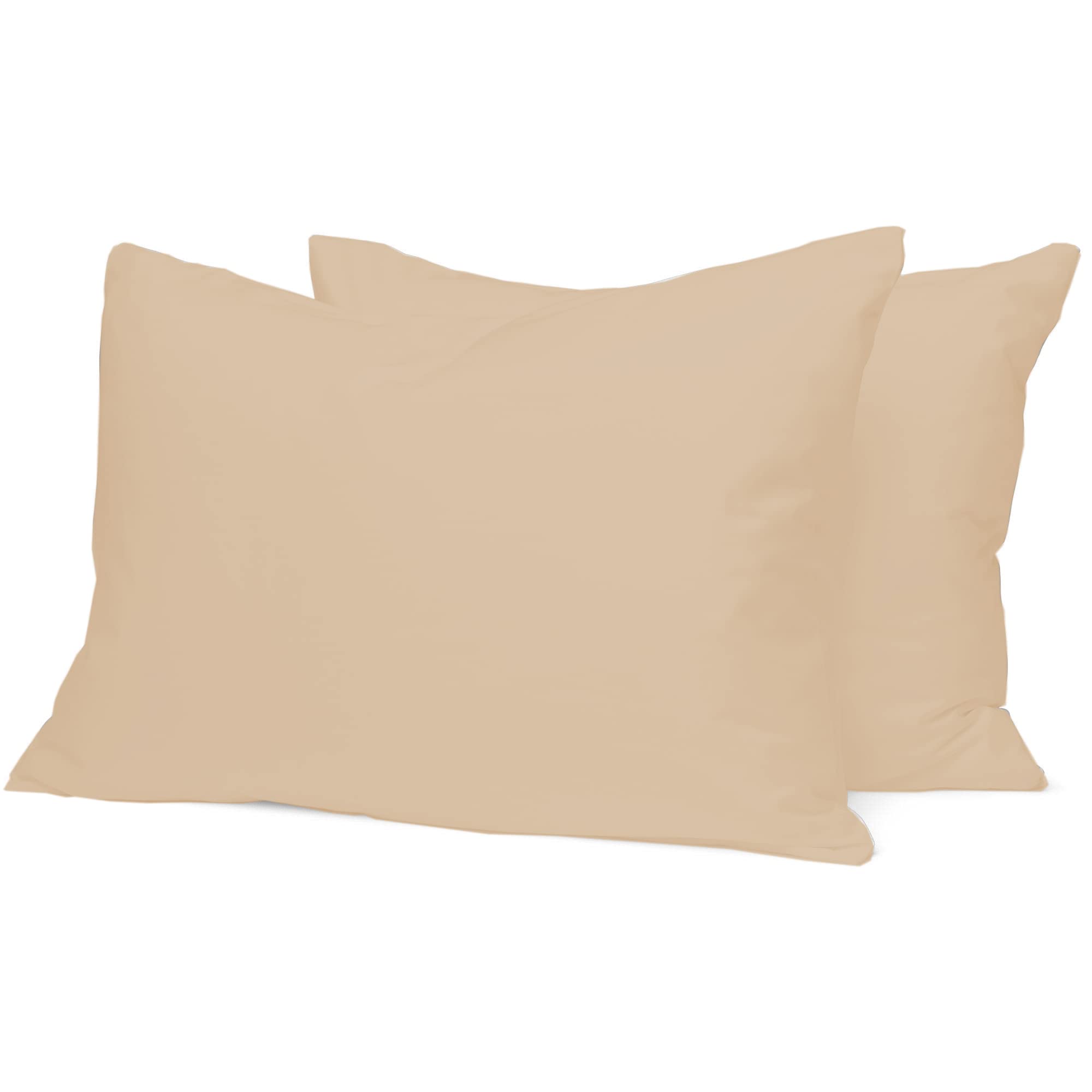 Home Tresor - Coppia Federe Cuscini Letto con Raffinati Volant su 2 Lati, Misura cm. 52x82, Made in Italy, 100% Puro Cotone, 57 fili cm^2, Tinta Unita ROSA