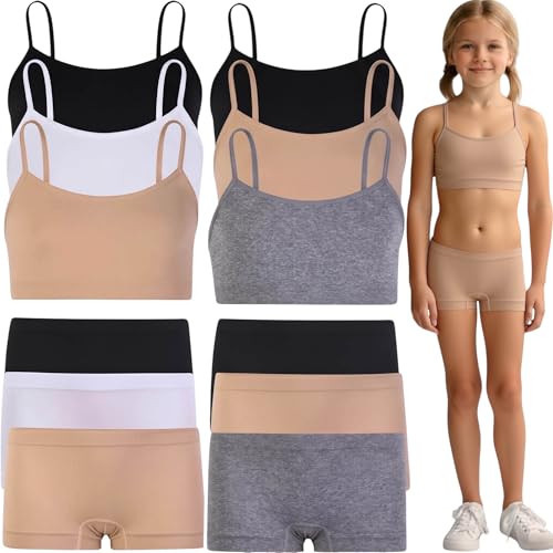 Image of ToBeInStyle Girl Pack of 6 Set Spaghetti Strap Training Bras & Boyshorts Bikinis