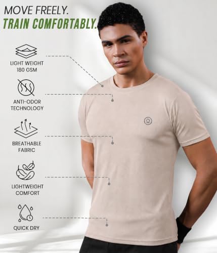 Image of CHKOKKO Gym T Shirts for Men Workout Activewear Solid Quick Dry Sports Tshirt for man Breathable Lightweight Half Sleeve Regular Fit Round Neck Running Boys T Shirt