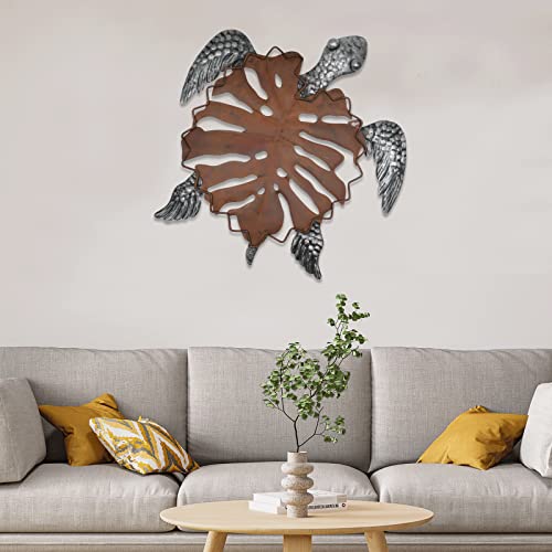 Katrawu Sea Turtle Wall Decor, Metal Sea Turtle Art Decor Hanging Wall Sculpture, Coastal Sea Vintage Turtle Wall Art For Indoor Outdoor Bathroom Office Decor(Small,11In) #TOP3