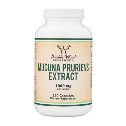 Double Wood Supplements Mucuna Pruriens Extract 20% L-Dopa, Mood & Energy, 60 Servings, 120 Capsules