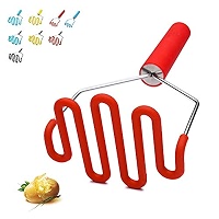 Jell-Cell Silicone Coated Potato Masher - Stainless Steel Head, Non-Scratch For Non-Stick Pots, Black