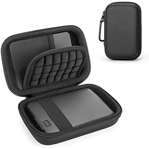 External Hard Drive Case for Toshiba Canvio Basics/WD Elements SSD/Seagate Game Drive/Samsung T5 ,Travel Protective Cover Storage Bag(Black) Cover