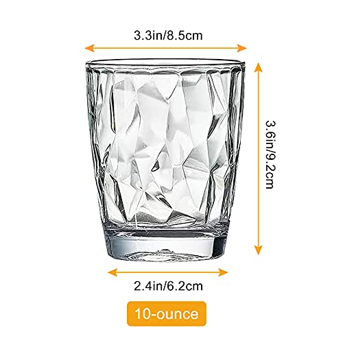 4-Pack Plastic Clear Water Tumblers, 10-Ounce Transparent Unbreakable Drinking Glasses, Acrylic Reusable Juice Wine Cups Dishwasher Safe Bathroom Cups Camping Portable Cups, Easy To Storage (Clear) #TOP1