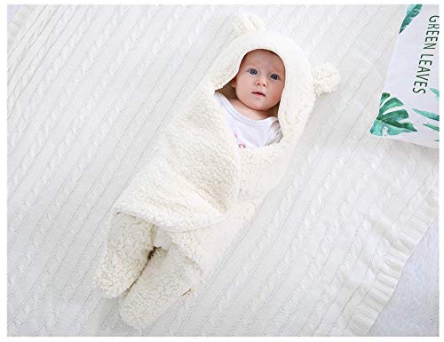 XMWEALTHY Cute Newborn Baby Boys Girls Blankets Plush Swaddle Blankets White