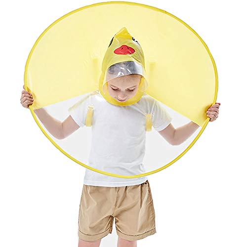 Old Tjikko Children's Cloak,Hooded Poncho Packable Cartoon Umbrella for Baby Boys Girls (S) Yellow