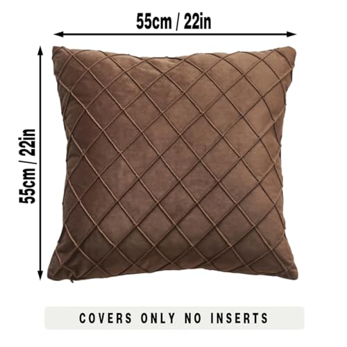 GONOVE Cushion Covers 55X55cm Soft Velvet Decorative Throw Pillow Cases Pack of 2 Square Pillow Covers Pillowcases with Invisible Zipper for Home Couch Sofa Bed Brown - Image 2