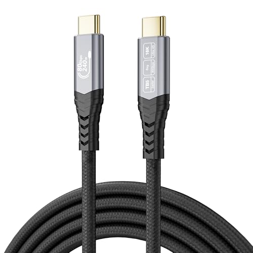 CABLAPTOP Thunderbolt 5 cable 3m Upto 120Gbps Data Compatible with Thunderbolt 5 Thunderbolt 4 Cable USB 4 16K/8K@60Hz UHD Video 240W USB C Cable for MacBooks Hub Dock eGPU Laptops Monitor