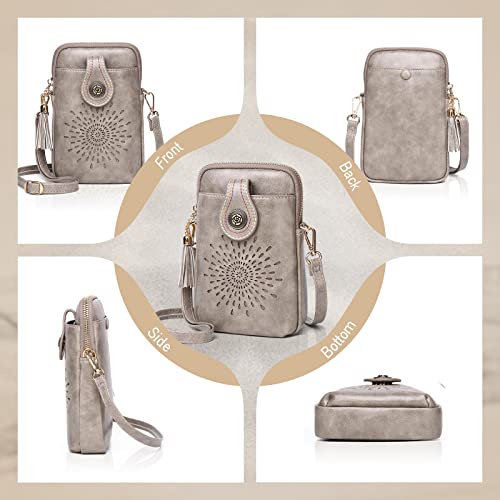 Image of APHISON Small Crossbody Bags for Women, Lightweight Vegan Leather Cell Phone Purse, Cute Purses with Tassels