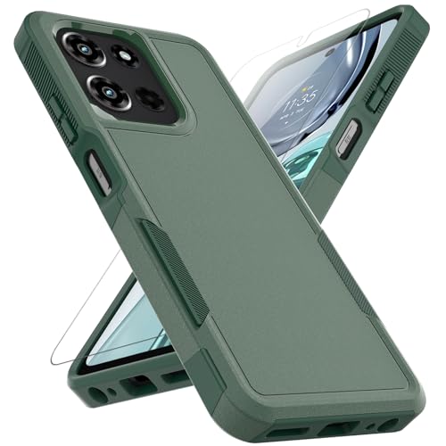 for Motorola Moto G 2026 Case: Dual Layer Protective Heavy Duty Cell Phone Cover Shockproof Rugged with HD Screen Protector - Military Protection Bumper Tough for Moto G 2025/G Play 2026, Dark Green