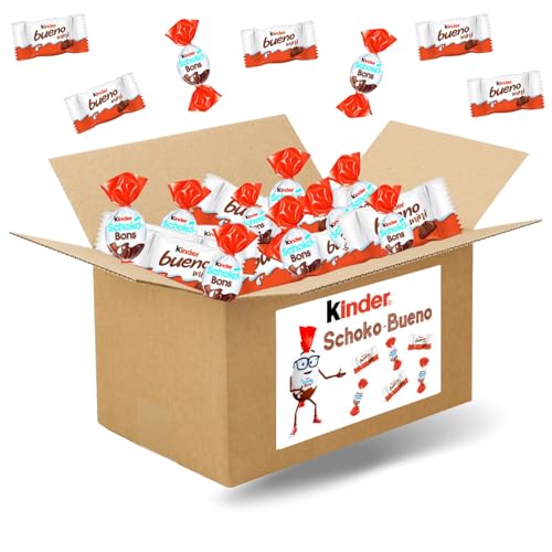 KINDER Schokobons et Mini Bueno | Assortiment de 120 Bonbons au Chocolat | carton de plus de 700g de bonbons chocolatés à partager pour Pâques, un...
