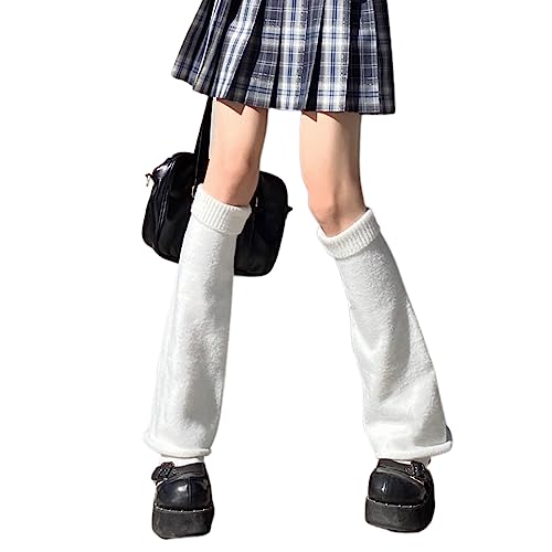 Image of DOOVID Leg Warmers for Women Kawaii Knit Long Socks Girls Harajuku Lolita Leg Warmers Goth Ankle Heap Socks