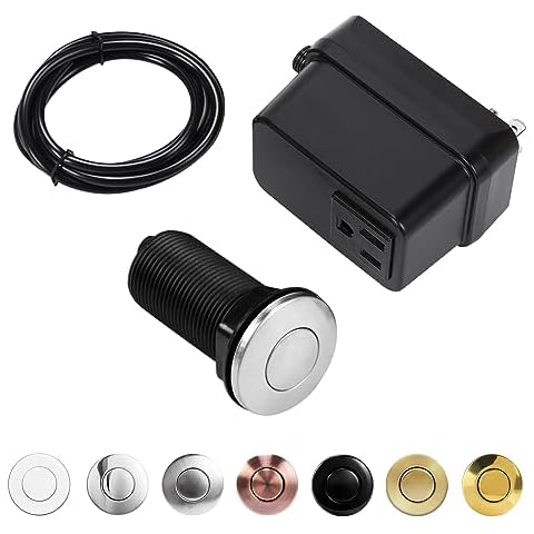 Garbage Disposal Switch, Cordless Air Switch Kit for Food Waste Disposer, Stainless Steel Brushed Nickel, LONG 3.5" Sink Top Push Button by CLEESINK Cover