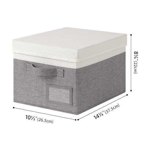 Image of GRANNY SAYS Storage Bins with Lids, Collapsibe Clothes Organizers and Storage, Storage Baskets for Shelves, Decorative Storage Boxes with Lids, 3-Pack, Gray&Ivory