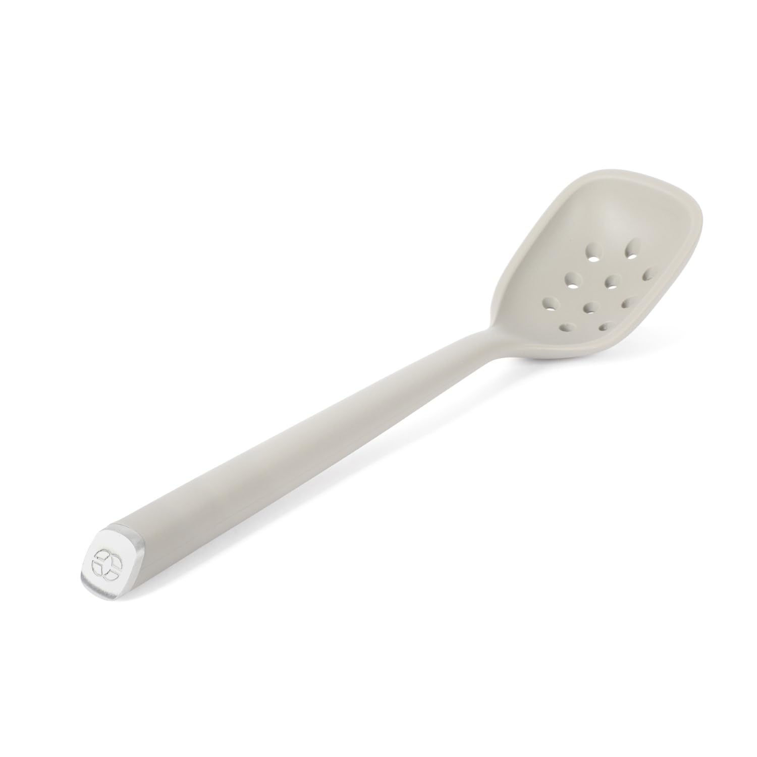 Calphalon Edge Silicone Slotted Spoon/Skimmer, Flexible Heat-Resistant Kitchen Strainer Spoon for Cooking, Frying, Skimming, Draining &amp; Serving, Taupe