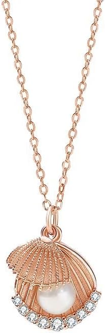 14K Gold Freshwater Pearl & Moissanite Necklace for Women,Unique Shell-Inspired Pearl Choker Necklace,Classic Fashion Jewelry Gift