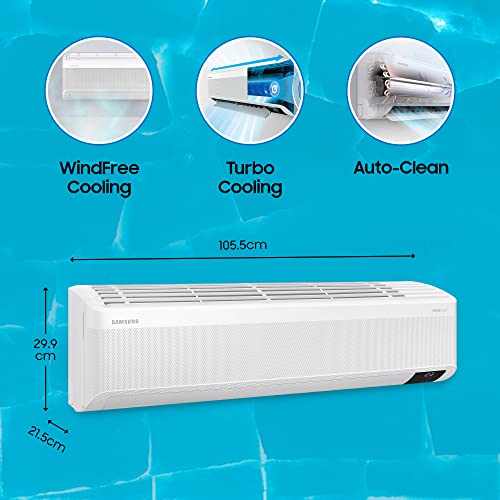 Image of Samsung 1.5 Ton 5 Star, Windfree Technology, Inverter Split AC (Copper, Convertible 5-in-1 Cooling Mode, Anti Bacteria Filter, AR18BYNANWK, Geo Plain), Free 1 Year Extended warranty