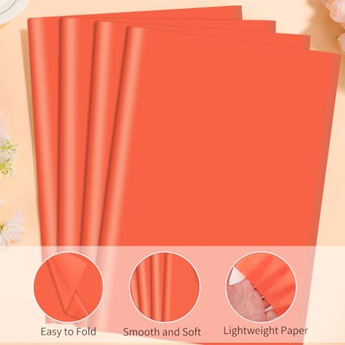 Image of woric 160 Sheets Orange Tissue Paper for Gift Bags, 20 X 14 Inches Gift Tissue Paper Bulk for Fall Halloween Sunflower Party Decoration and DIY Art Crafts Wrapping