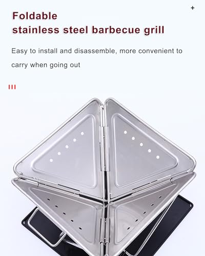 Parrilla plegable de acero inoxidable para barbacoa de camping con bolsa 4
