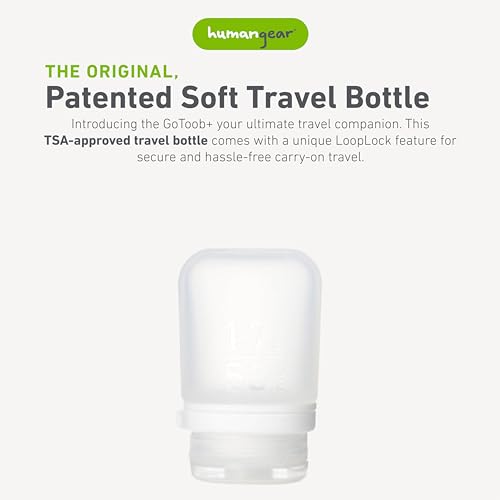 Image of humangear GoToob+ (Small) | Refillable Silicone Travel Bottle | Locking Lid | Food-Safe Material | Clear, Small (1.7 fl.oz; 53ml)