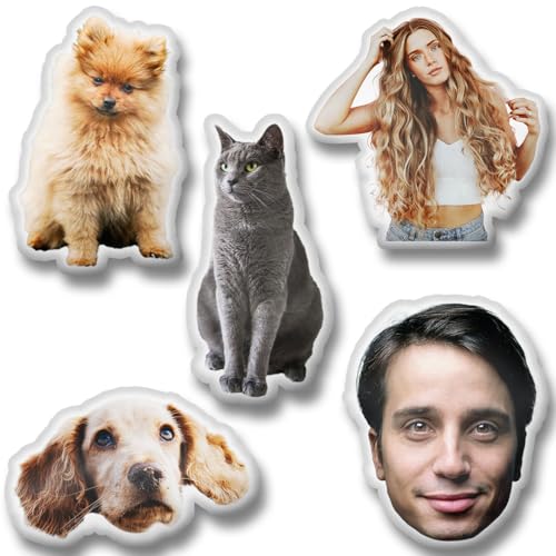 DeinLieblingskissen Personalisiertes Formkissen mit Foto – 3D Fotokissen Hund, Katze, Gesicht u.v.m. – Flauschiges Kissen in 6 Größen – Einzigartige Geschenkidee (25cm)