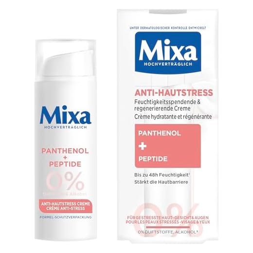 Mixa Anti-Hautstress Gesichtscreme – Feuchtigkeitsspendende & regenerierende Creme mit Panthenol & Peptiden – Beruhigt Rötungen & stärkt die Hautbarriere – Ohne Parfum & Alkohol – 50ml