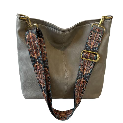 Image of Fashion Hobo Bags for Women Vegan Leather Crossbody Bag with Guitar Strap Shoulder Purses and Handbags