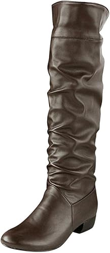 AIHOU Botas altas hasta la rodilla para mujer a la moda de punto elástico punta redonda gruesas sobre la rodilla botas altas de invierno con