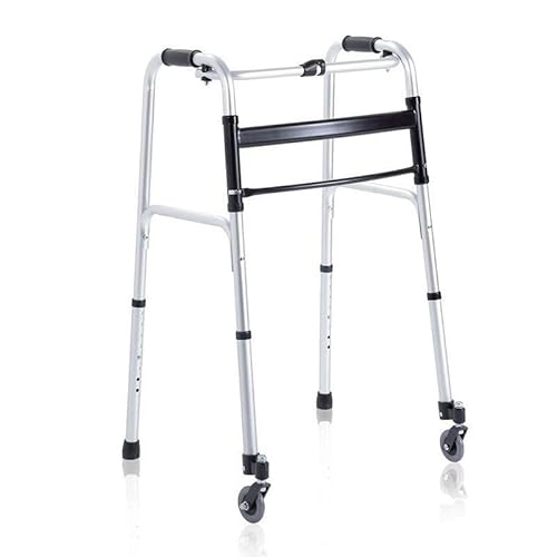 Deambulatore 2 ruote (resistente 130 kg) alluminio anodizzato pieghevole regolabile clik