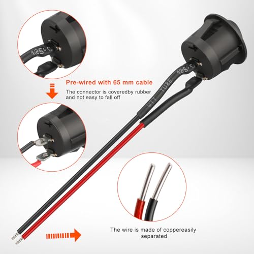 GEARZAAR 10Pcs Rocker Switch ON/Off Pre-Wired AC 6A/250V 10A/125V SPST 2 Pins 2 Position Car Boat Round Black Rocker Switch Toggle - Image 6