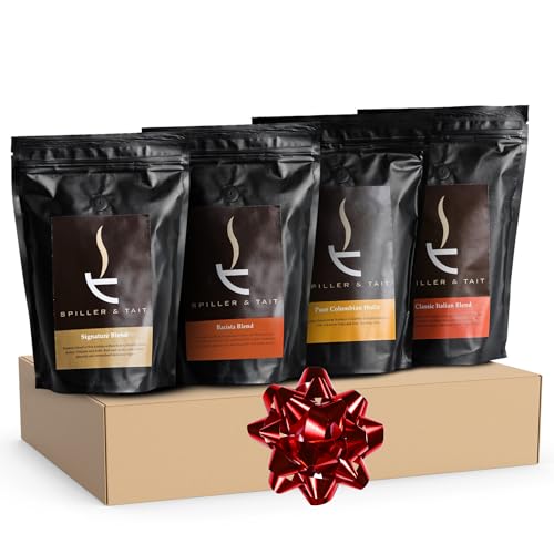 Spiller & Tait Coffee Beans Gift Set - Signature Blend, Barista Blend, Pure Colombian Huila & Classic Italian - Whole Coffee Beans Taster Pack, 4 x 250g of Our Top Selections