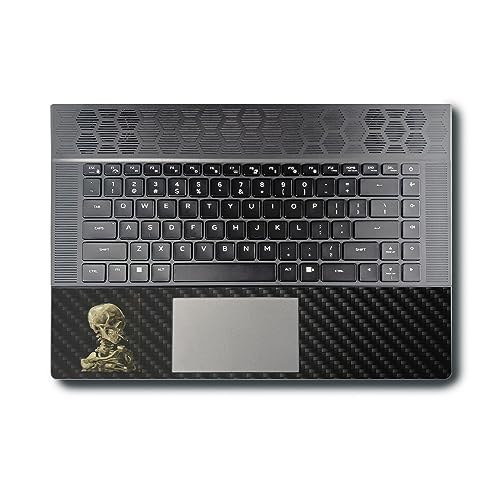 Image of MightySkins Carbon Fiber Skin Compatible with Alienware X16 R1 (2023) Full Wrap Kit - Skull with Cigarette | Protective Durable Textured Carbon Fiber Finish | Easy to Apply | Made in The USA