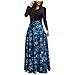 Dasongff Maxi Robe Longue Femme Grande Taille Robe Noel Manche Longue Impression de Noël Robe de Soirée Chic et Glamour Longue Fête de Noël Fête de Noël Décontracté Automne Hiver