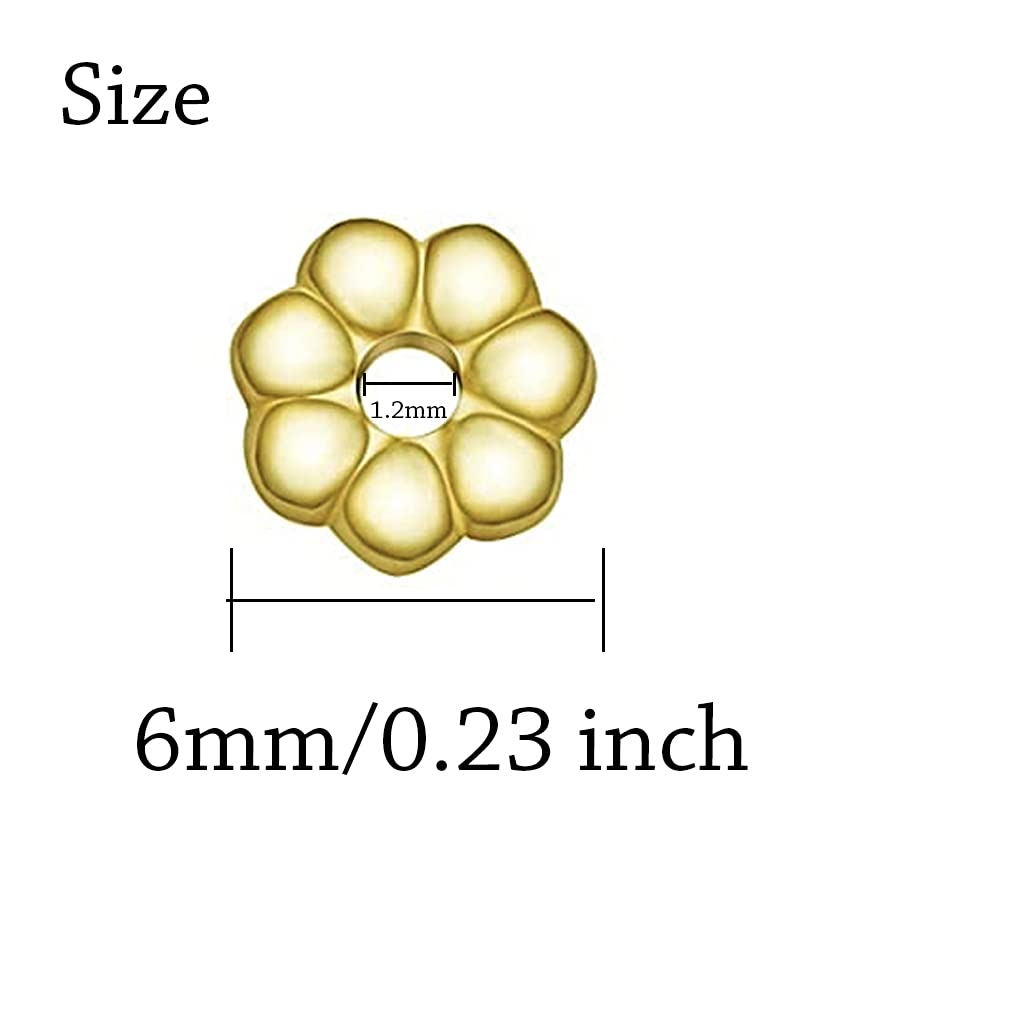 Condition photo showing New/Like New for 1200 pieces flower shape septal bead tibetan style daisy spacers ccb spacer beads disc spacer loose beads for bracelet necklace earring jewelry making (gold)