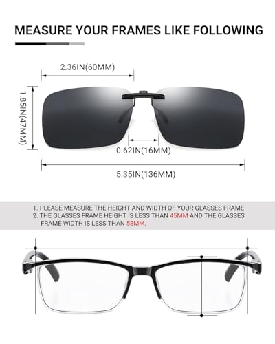 Image of TERAISE Polarized Clip on Sunglasses Over Prescription Glasses Anti-Glare UV400 for Men Women Driving Travelling Outdoor
