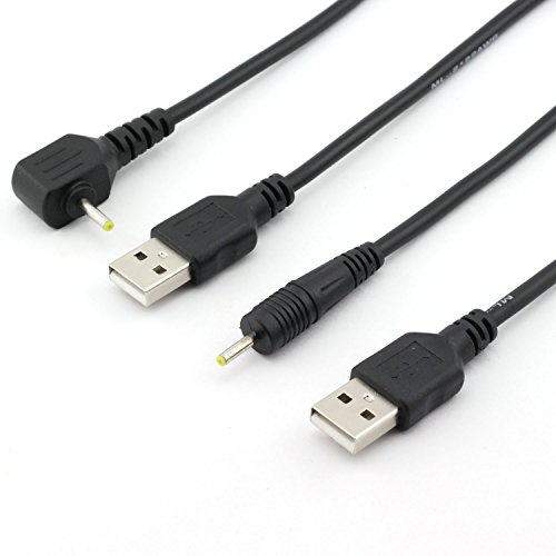 TOTOT 2 PACK USB to 2.5 mm/0.7 mm 5V 3A DC Barrel Jack Power Cables