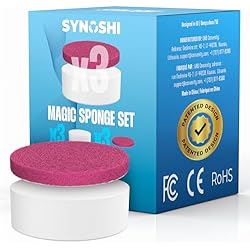 Synoshi PRO Electric Spin Scrubber Melamine Sponge for Bathroom & Shower Cleaning, Kitchen Brush Head for Power Cleaning - Set of 3 Sponges