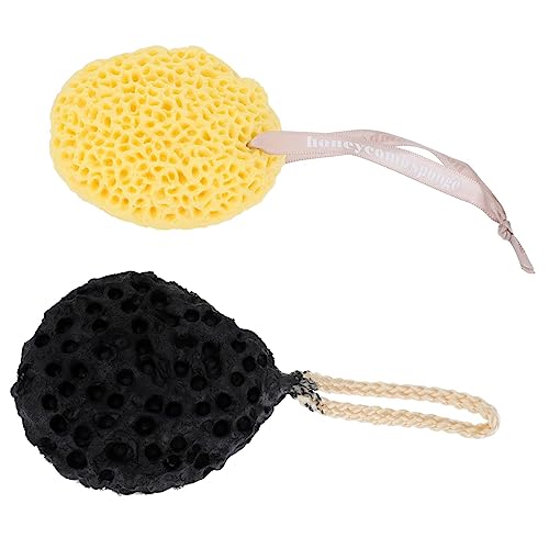 JECOMPRIS 2個海藻スポンジ バスボール 入浴用 洗顔用 ハニカムバススポンジ 肌に優しい素材でディープクレンジング お手入れ簡単